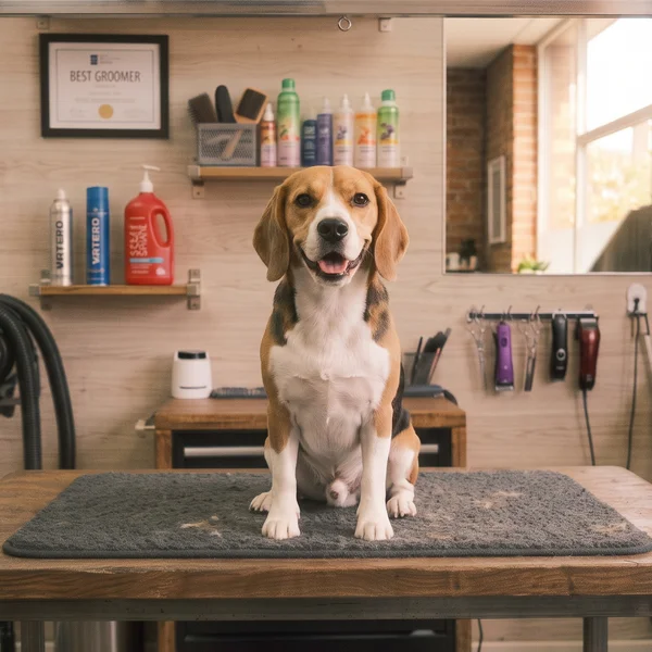 Beagle po kąpieli i usunięciu martwego włosa