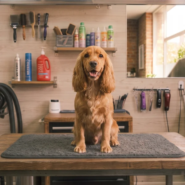 Cocker Spaniel po kąpieli i strzyżeniu nożyczkami
